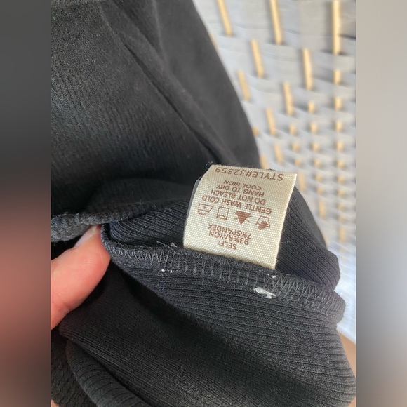 NWT Hem & Thread Cold Shoulder Pearl Trimmed Brushed Rib Dress MIDI Black - Picture 7 of 10